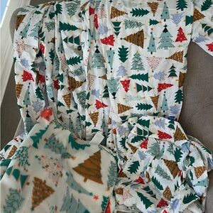 Couples Christmas PJs with matching blanket